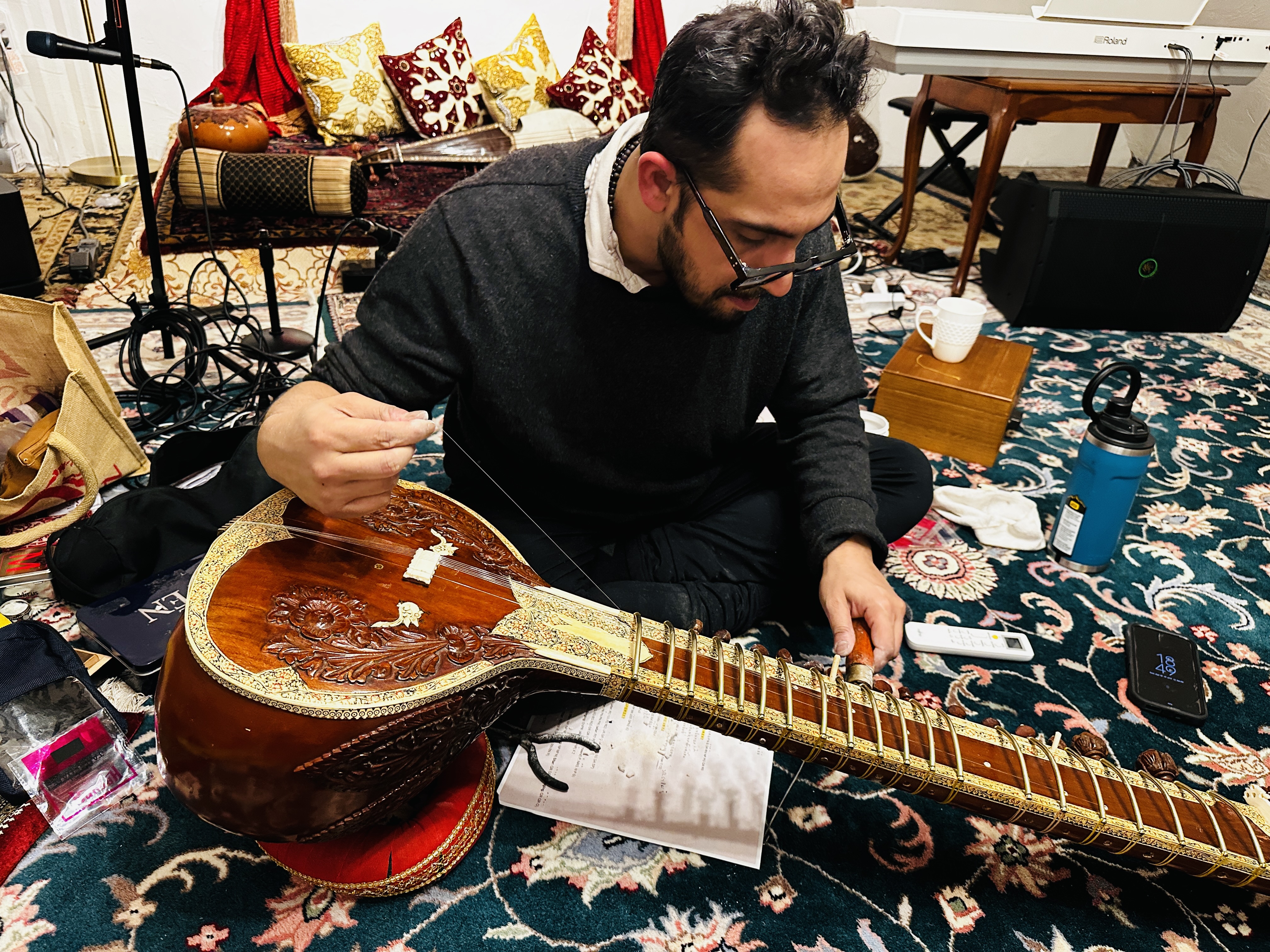 Sitar luthier workshop and tools